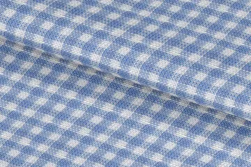 Blue Linen Gingham Check — Folded