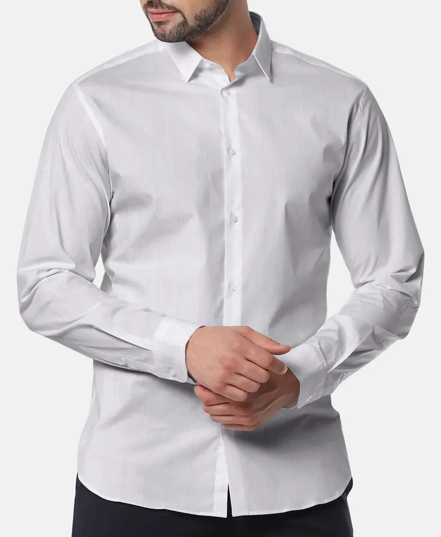 White Cotton Herringbone