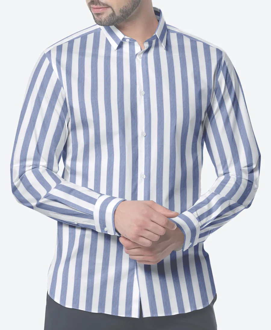 Blue and White Awning Stripe